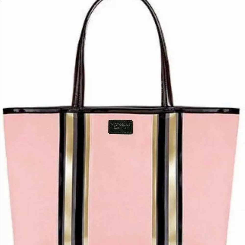 Victoria’s Secret pink/gold stripe tote NEW